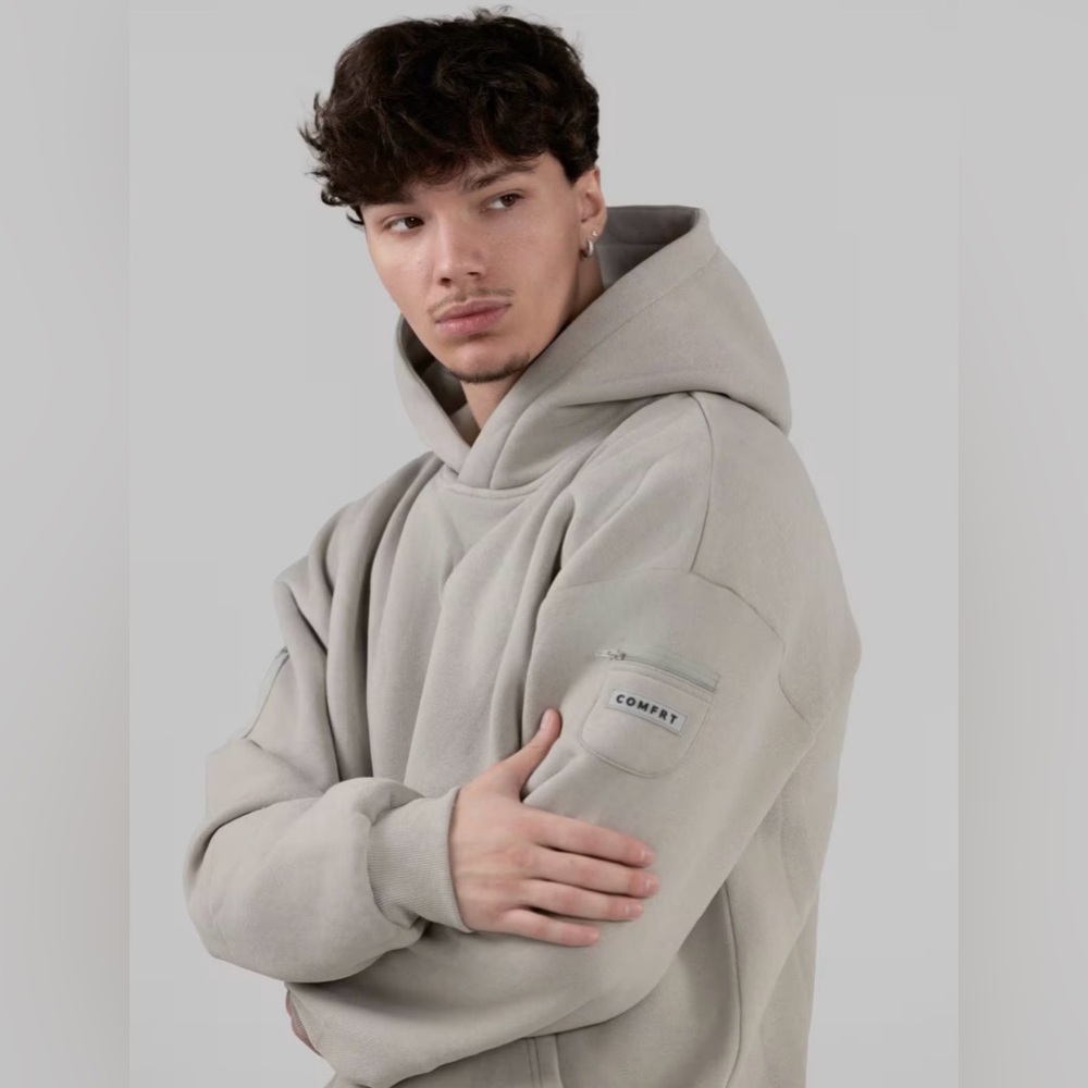 Comfrt Travel Hoodie in Stone - Picture 2 of 10